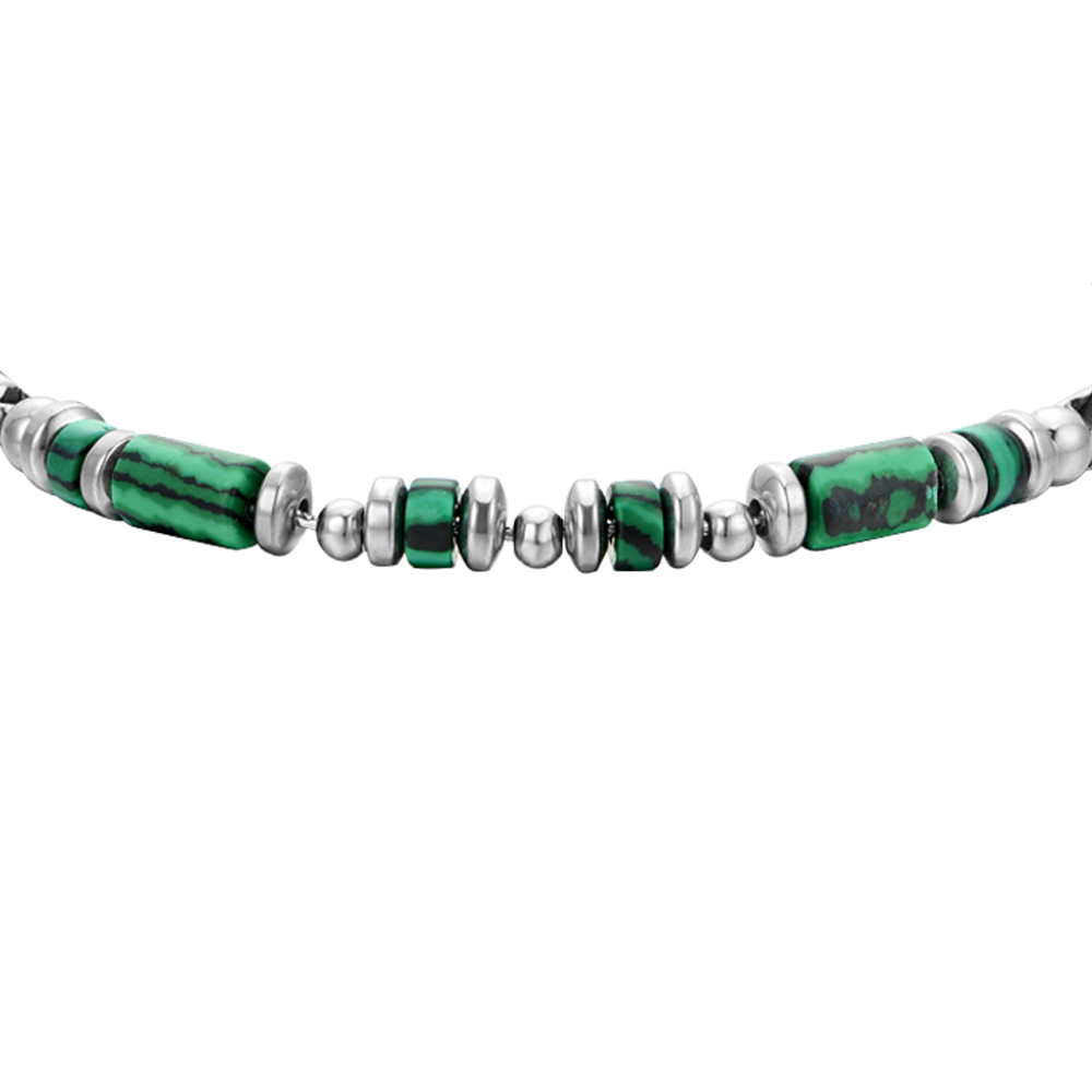 GREEN MALACHITE STEEL MEN'S BRACELET