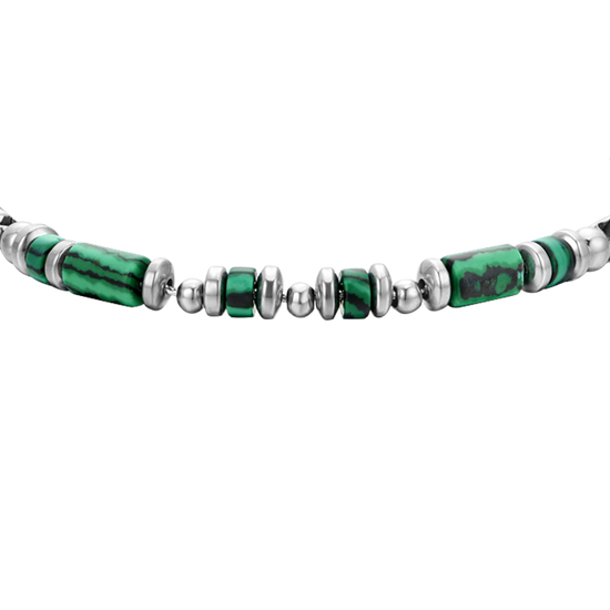 GREEN MALACHITE STEEL MEN'S BRACELET