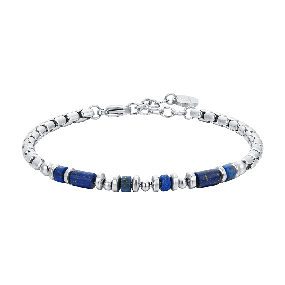 BLUE LAPIS STEEL MEN'S BRACELET