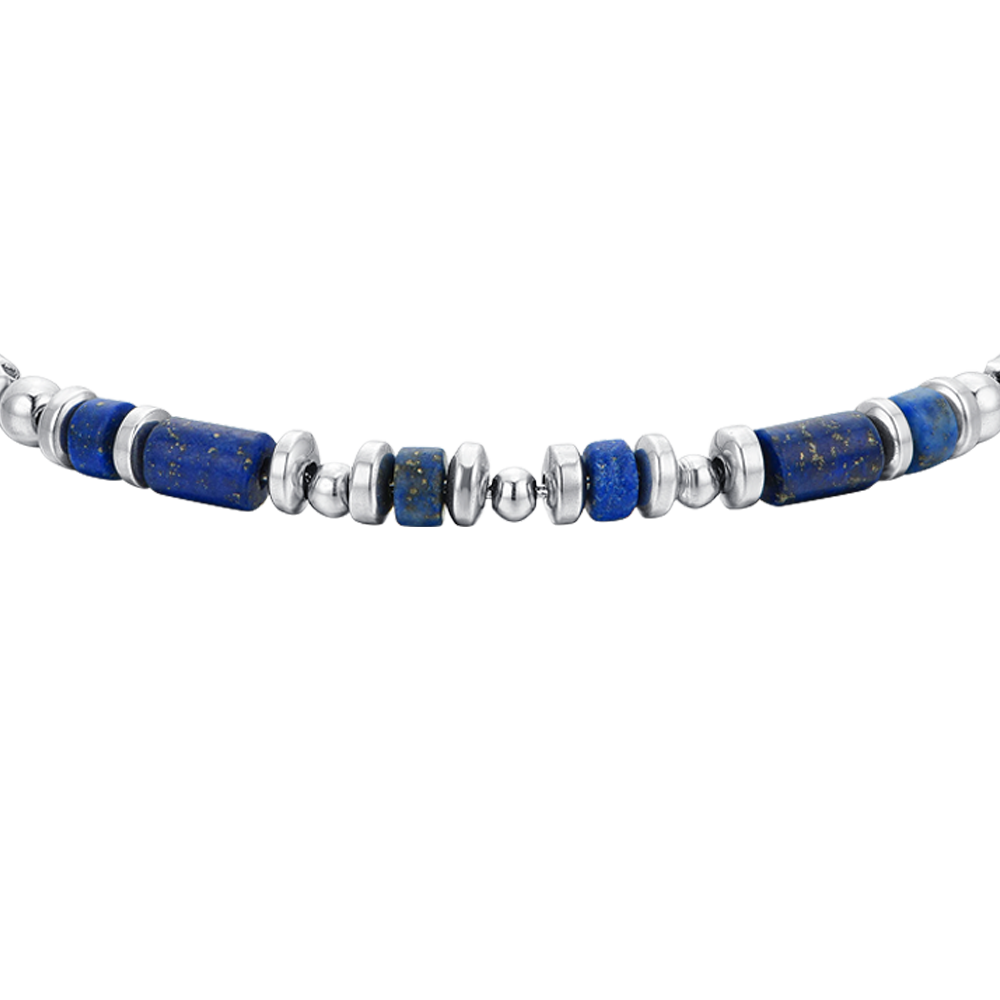 BLUE LAPIS STEEL MEN'S BRACELET