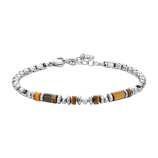 STEEL TIGER EYE STONE MEN'S BRACELET