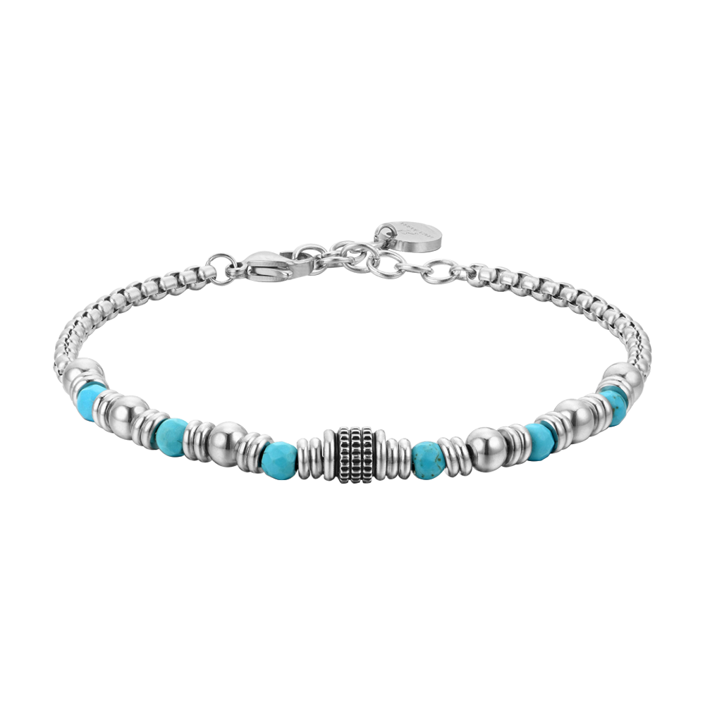 MEN'S STEEL BRACELET TURQUOISE STONES