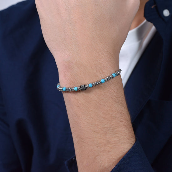 MEN'S STEEL BRACELET TURQUOISE STONES