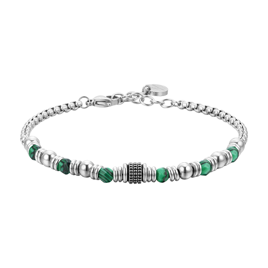 GREEN MALACHITE STEEL MEN'S BRACELET