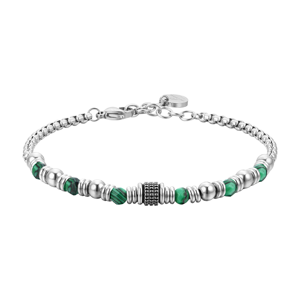 GREEN MALACHITE STEEL MEN'S BRACELET