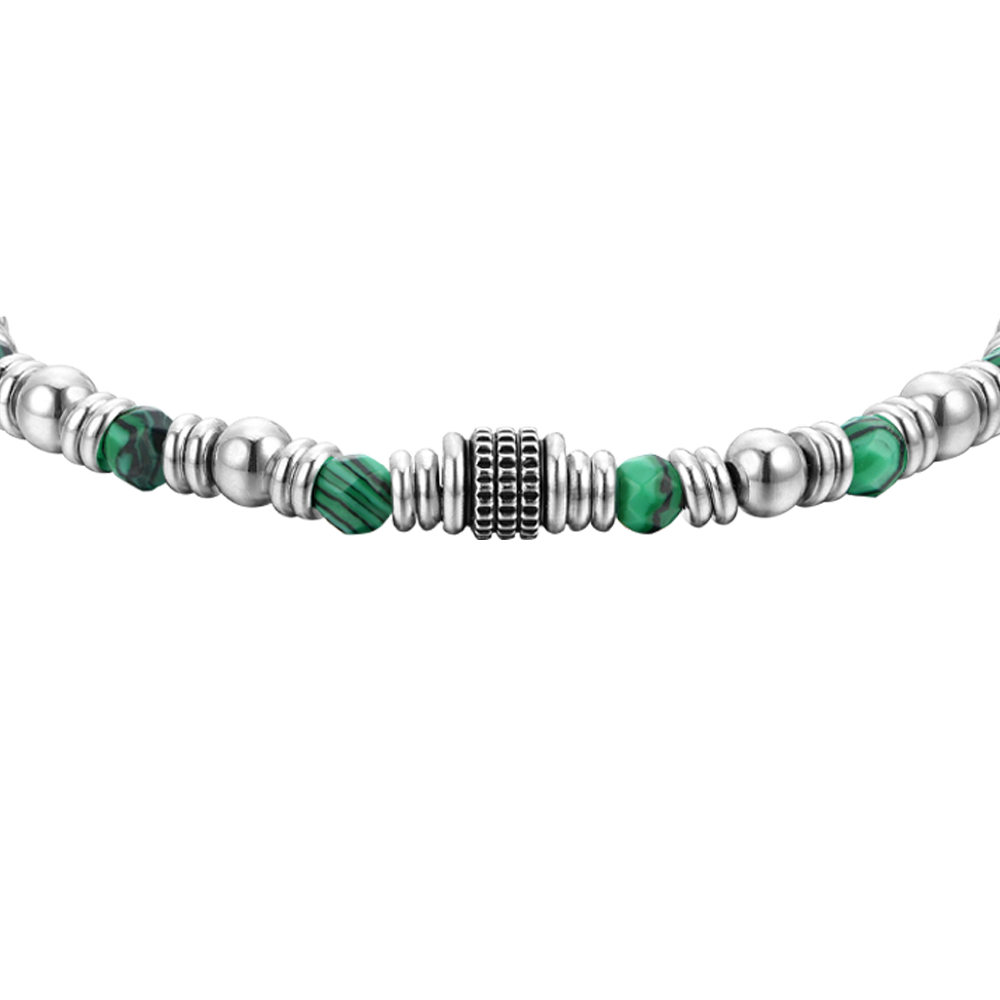 GREEN MALACHITE STEEL MEN'S BRACELET