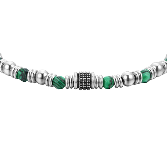 GREEN MALACHITE STEEL MEN'S BRACELET