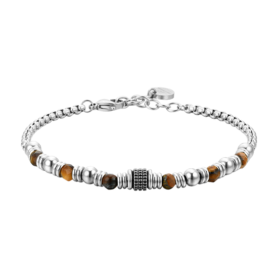 STEEL MEN'S BRACELET TIGER EYE STONES