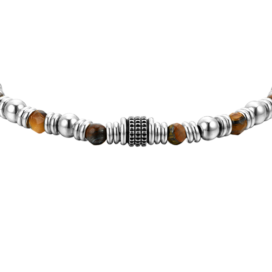 STEEL MEN'S BRACELET TIGER EYE STONES