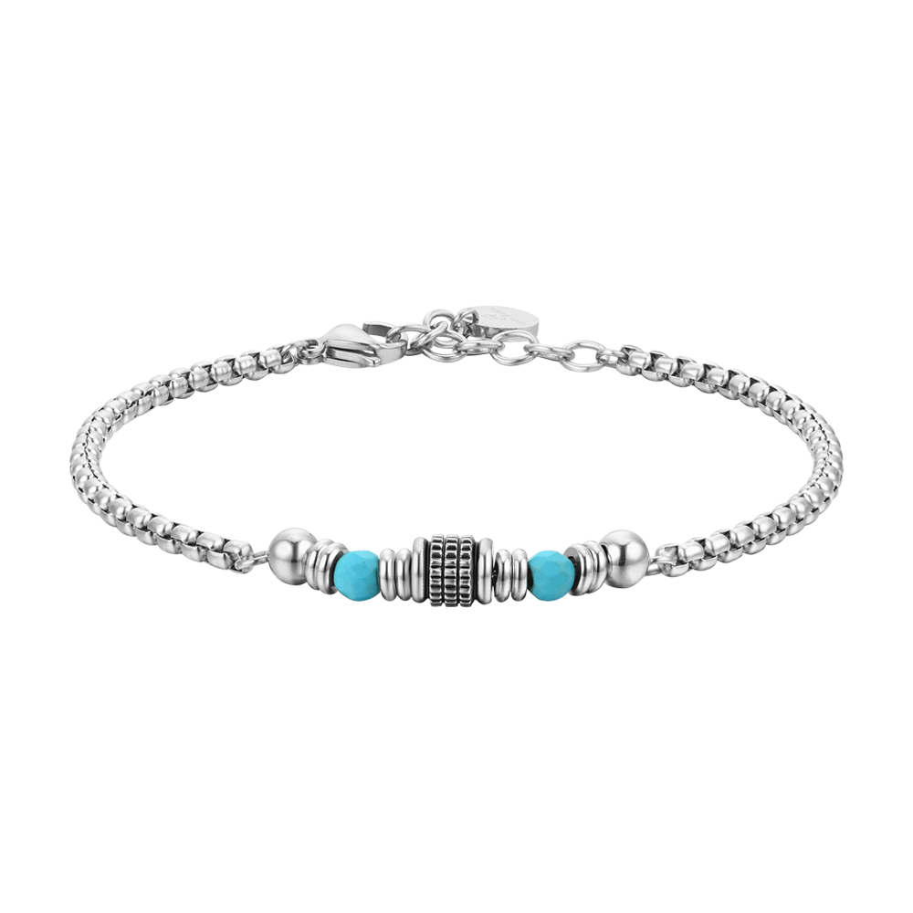 TURQUOISE STONES STEEL MEN'S BRACELET Luca Barra