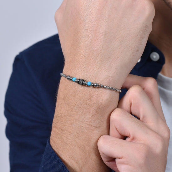 TURQUOISE STONES STEEL MEN'S BRACELET Luca Barra