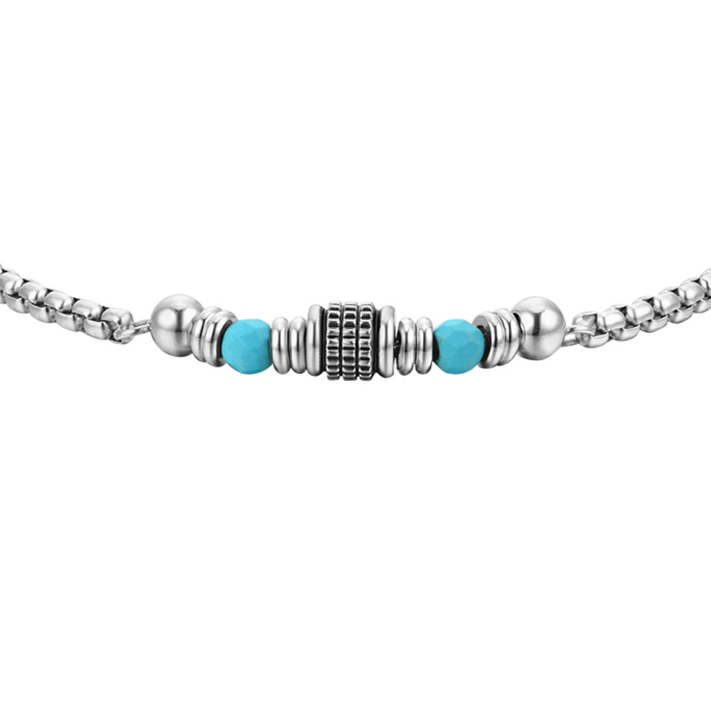 MEN'S STEEL BRACELET TURQUOISE STONES