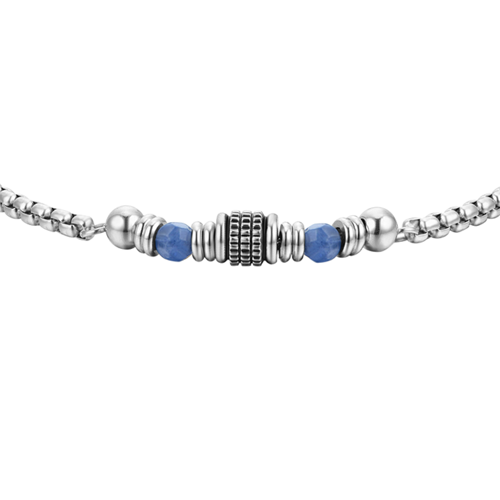 BLUE SODALITE STEEL MEN'S BRACELET