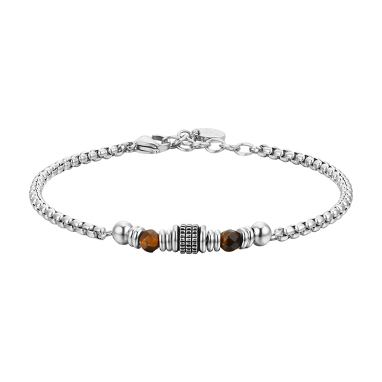 STEEL MEN'S BRACELET TIGER EYE STONES