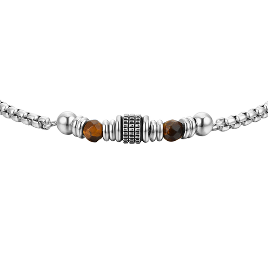 STEEL MEN'S BRACELET TIGER EYE STONES