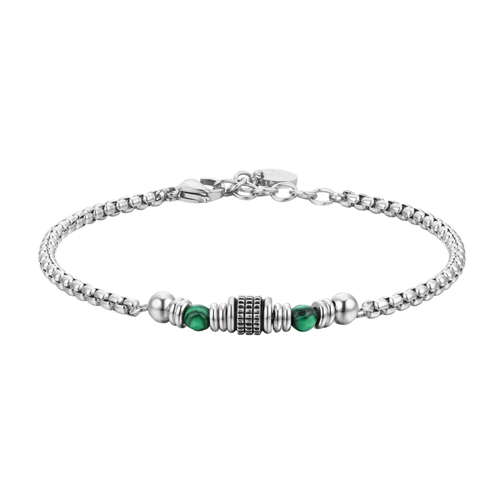 GREEN MALACHITE STEEL MEN'S BRACELET