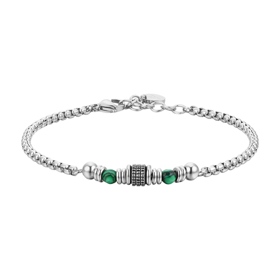 GREEN MALACHITE STEEL MEN'S BRACELET