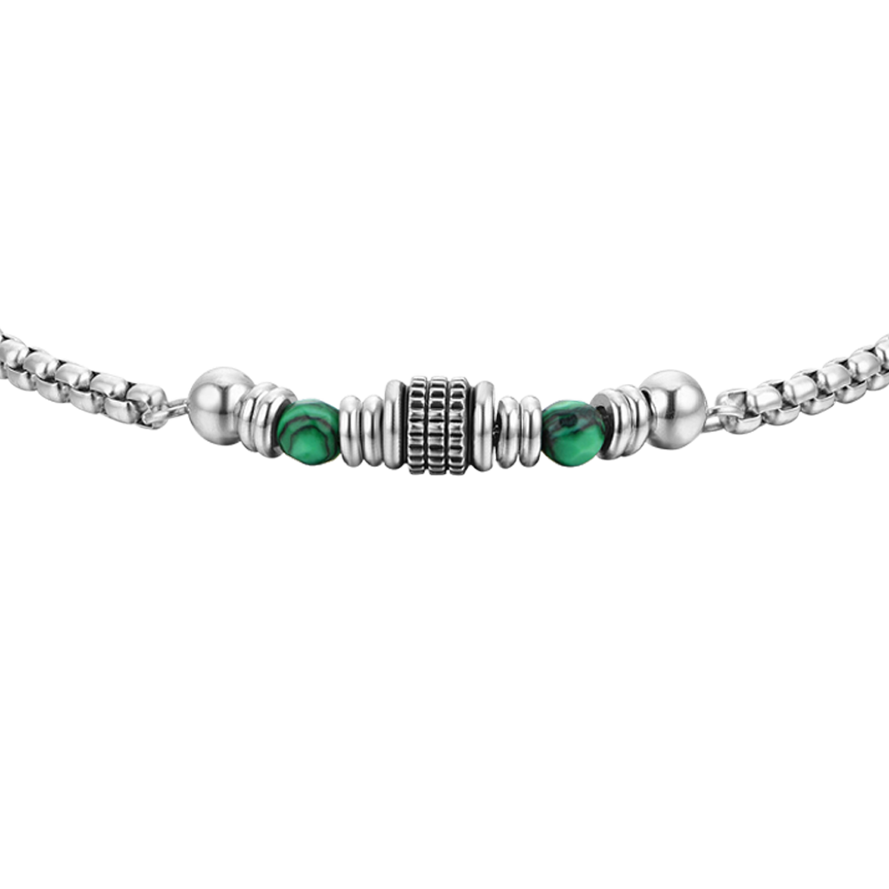 GREEN MALACHITE STEEL MEN'S BRACELET