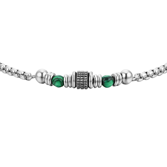 GREEN MALACHITE STEEL MEN'S BRACELET