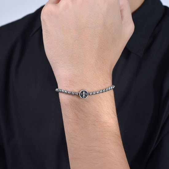 STEEL MEN'S BRACELET WITH LILY