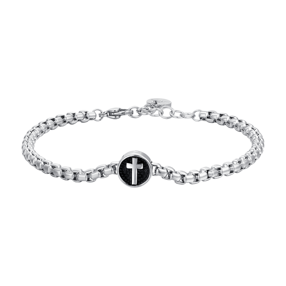 STEEL MEN'S BRACELET WITH CROSS