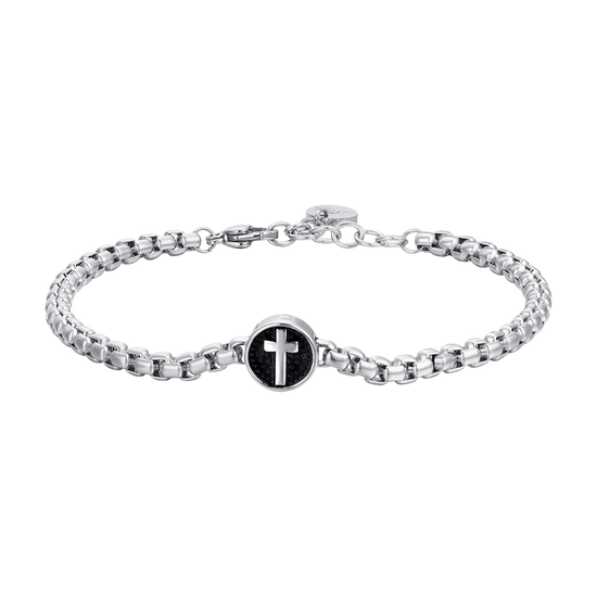 STEEL MEN'S BRACELET WITH CROSS