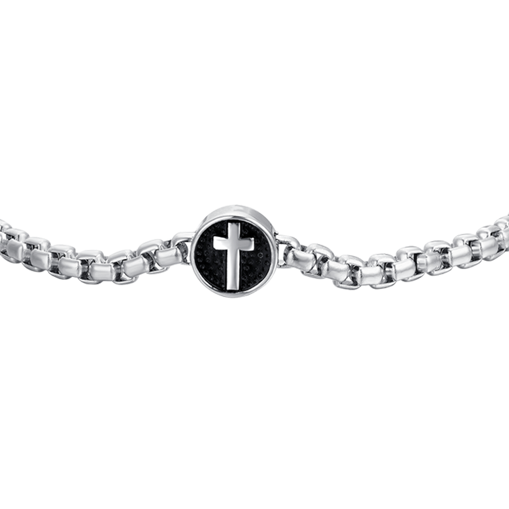 STEEL MEN'S BRACELET WITH CROSS