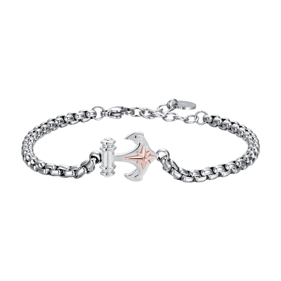 MEN'S STEEL ANCHOR AND COMPASS ROSE BRACELET