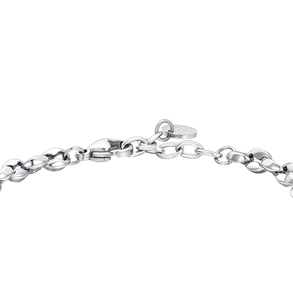 STEEL ANCHOR AND BLACK CRYSTAL MEN'S BRACELET