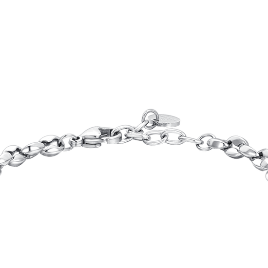 STEEL ANCHOR AND BLACK CRYSTAL MEN'S BRACELET