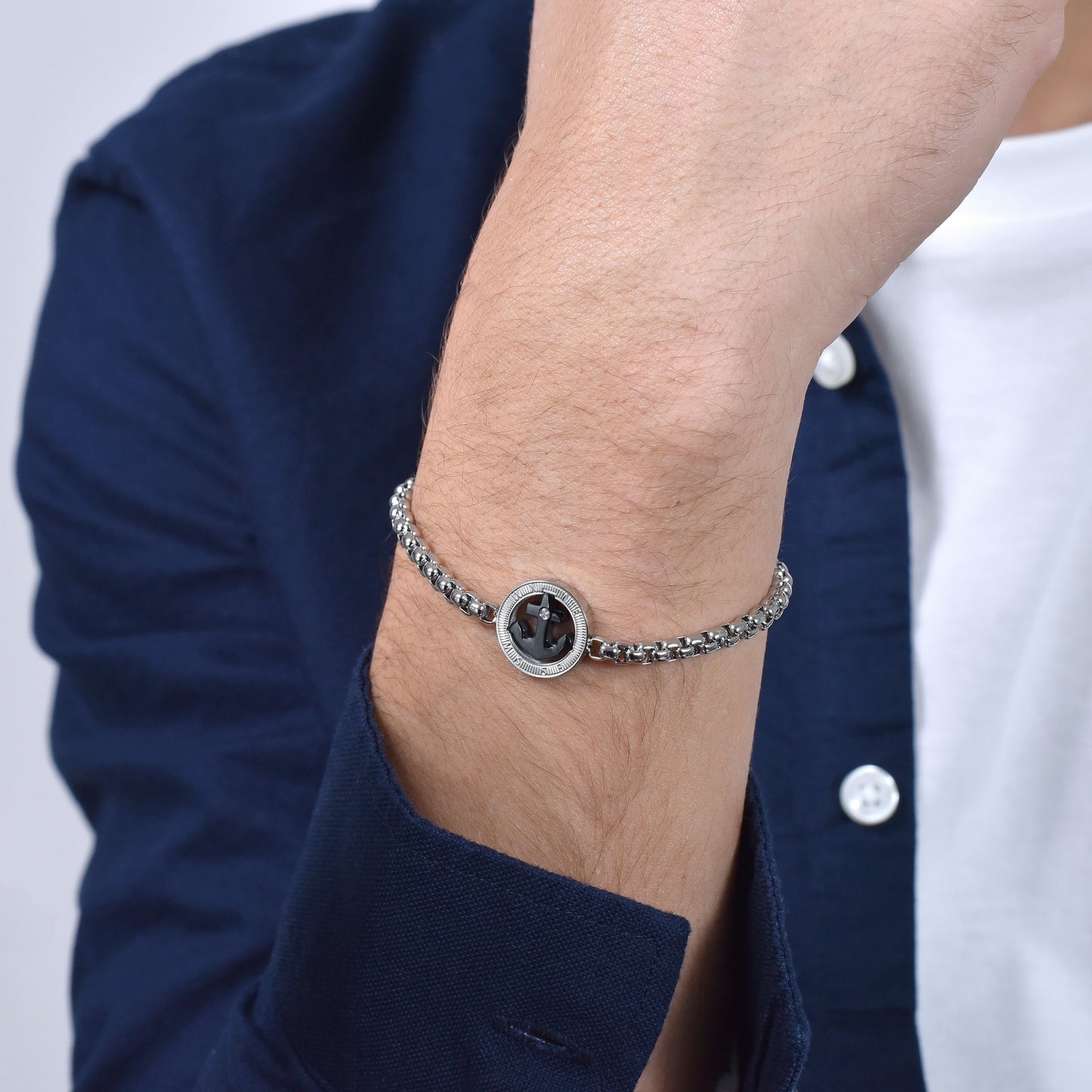 MAN'S BRACELET IN STEEL ANCHOR IP BLACK Luca Barra