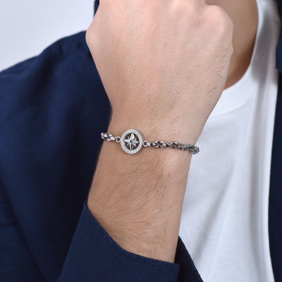 men's steel bracelet with wind rose Luca Barra