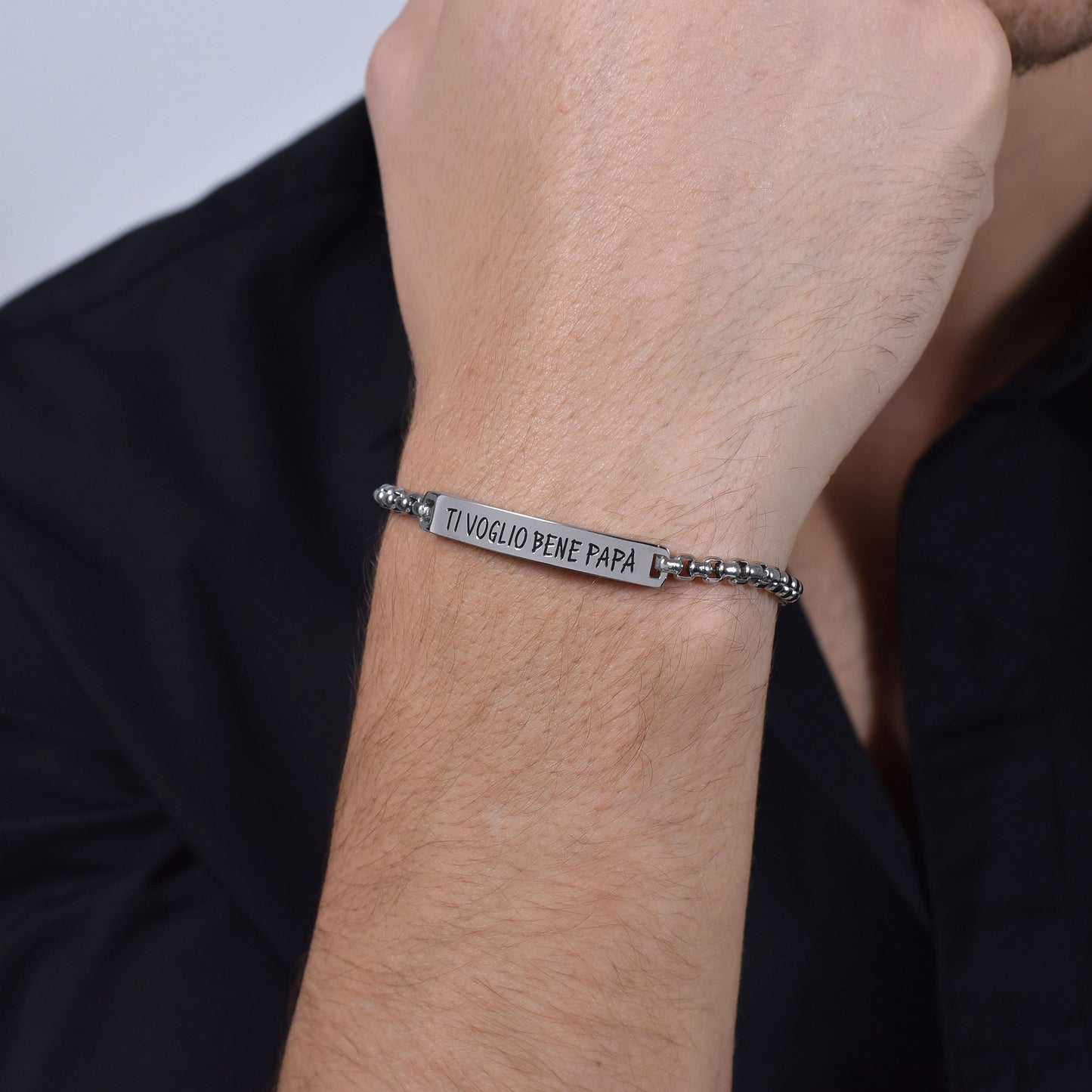 MEN'S BRACELET IN STEEL I LOVE YOU PAPA' Luca Barra