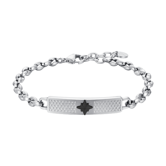 STEEL MEN'S BRACELET WITH COMPASS ROSE PLATE