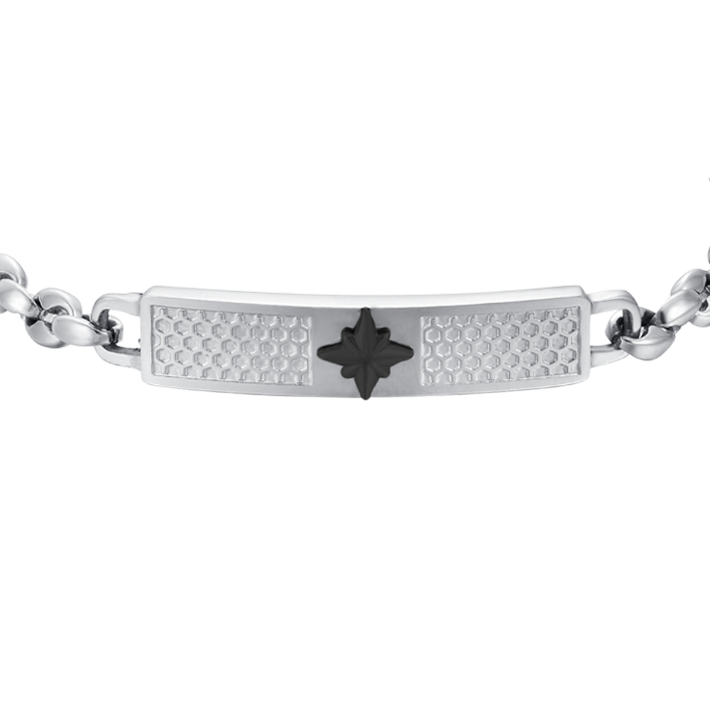 STEEL MEN'S BRACELET WITH COMPASS ROSE PLATE