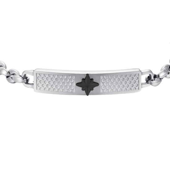 STEEL MEN'S BRACELET WITH COMPASS ROSE PLATE