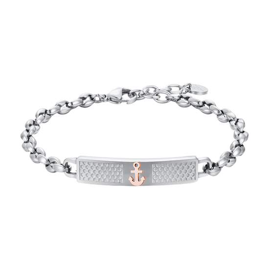 STEEL MEN'S BRACELET WITH IP ROSE ANCHOR