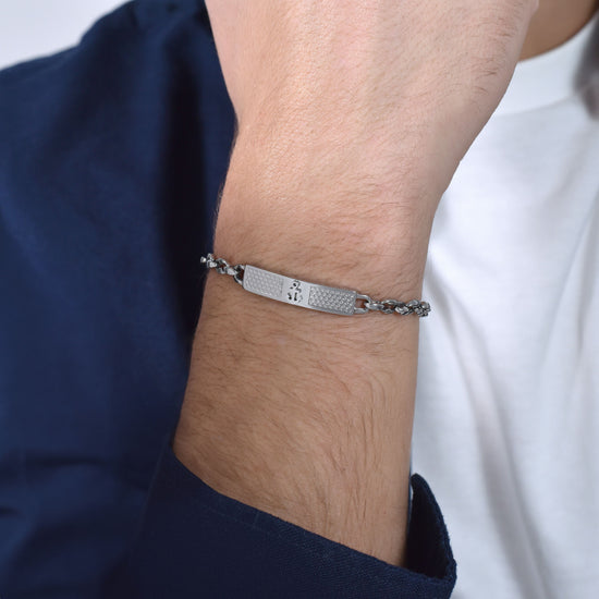 STEEL MEN'S BRACELET WITH IP ROSE ANCHOR