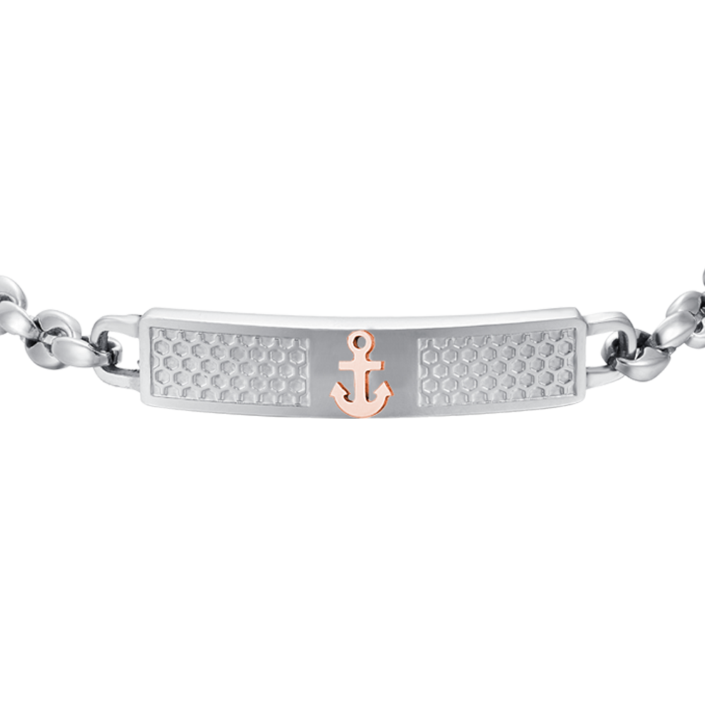 STEEL MEN'S BRACELET WITH IP ROSE ANCHOR