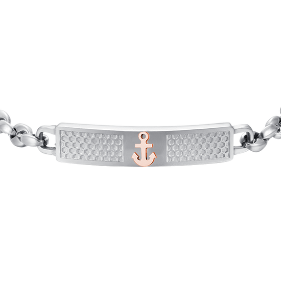 STEEL MEN'S BRACELET WITH IP ROSE ANCHOR