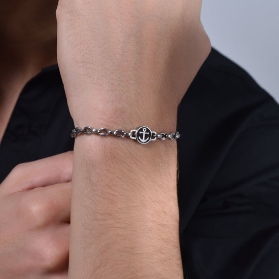 STEEL MEN'S BRACELET WITH ANCHOR