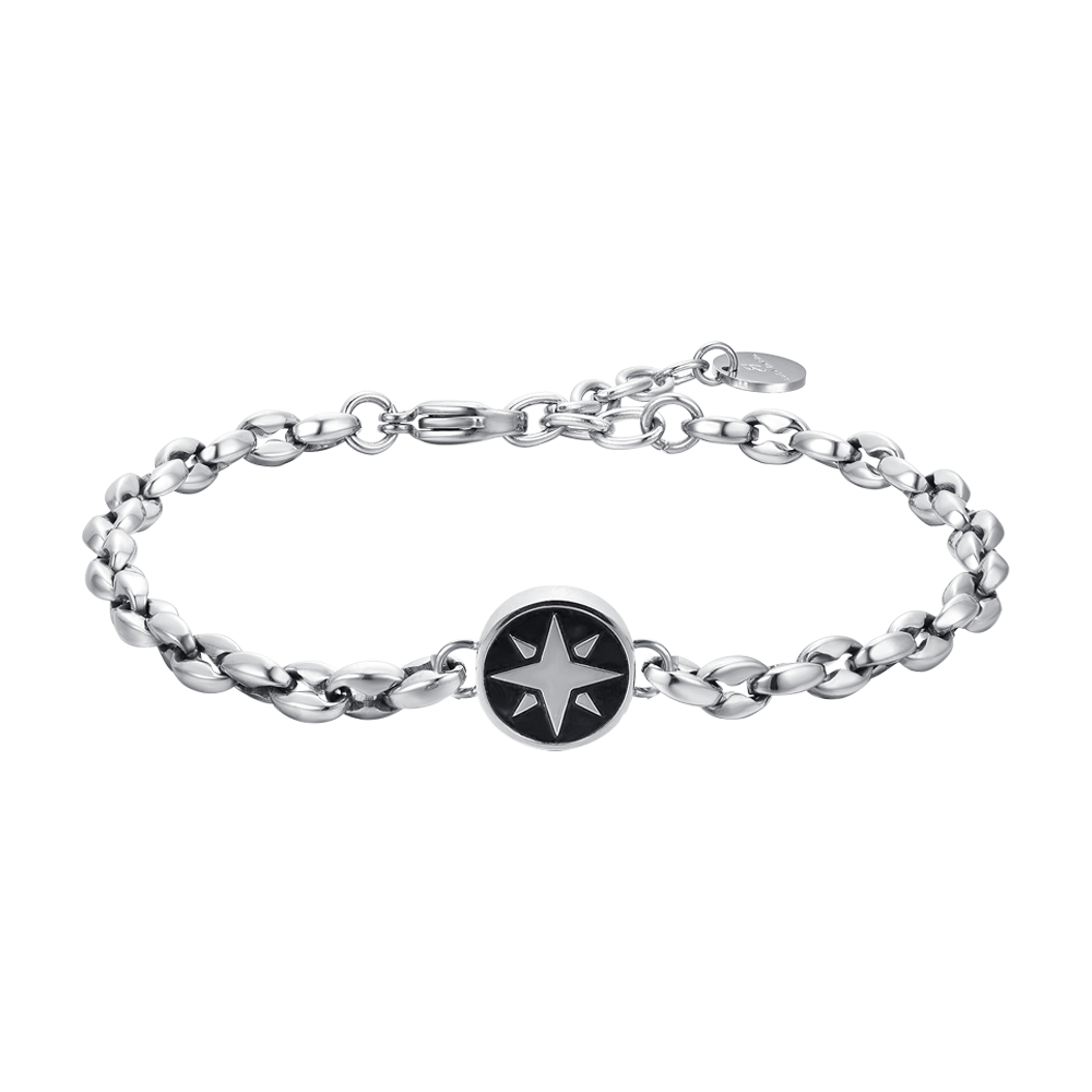 STEEL MEN'S BRACELET WITH COMPASS ROSE