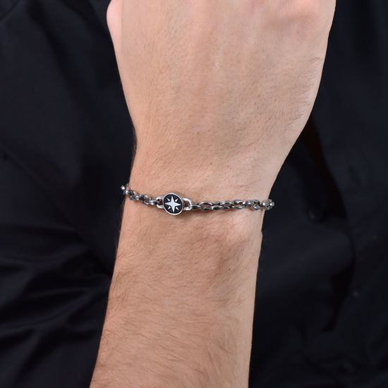 STEEL MEN'S BRACELET WITH COMPASS ROSE