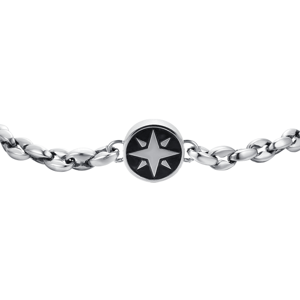 STEEL MEN'S BRACELET WITH COMPASS ROSE