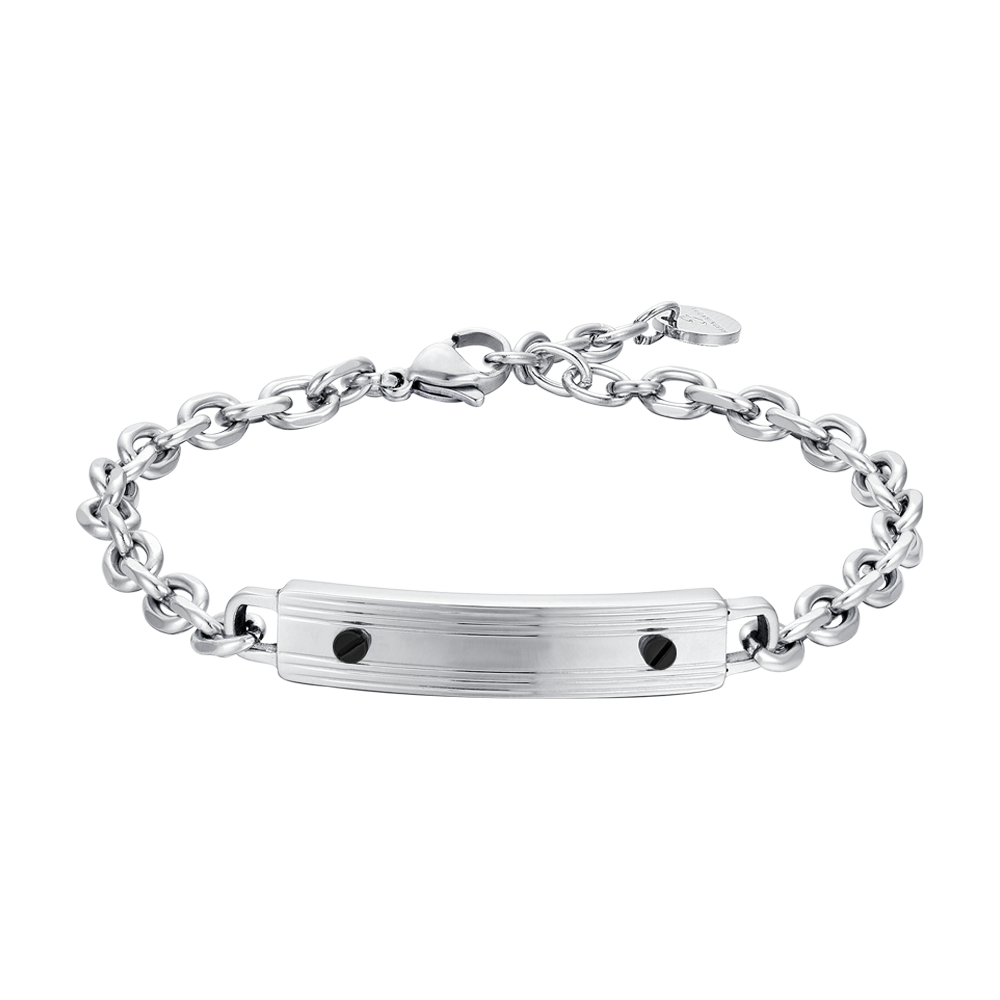 STEEL MEN'S BRACELET WITH BLACK ELEMENTS