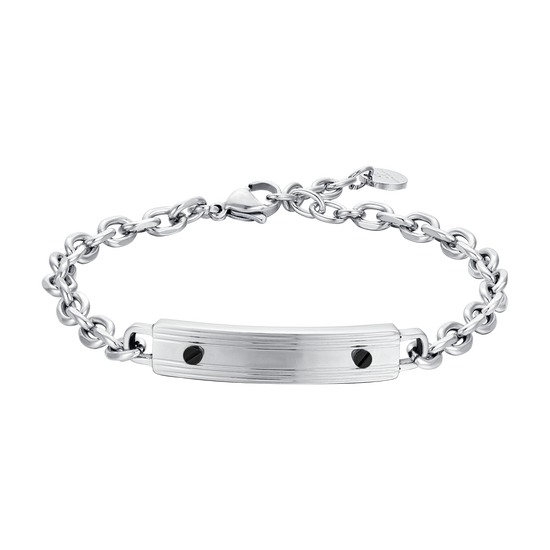 STEEL MEN'S BRACELET WITH BLACK ELEMENTS