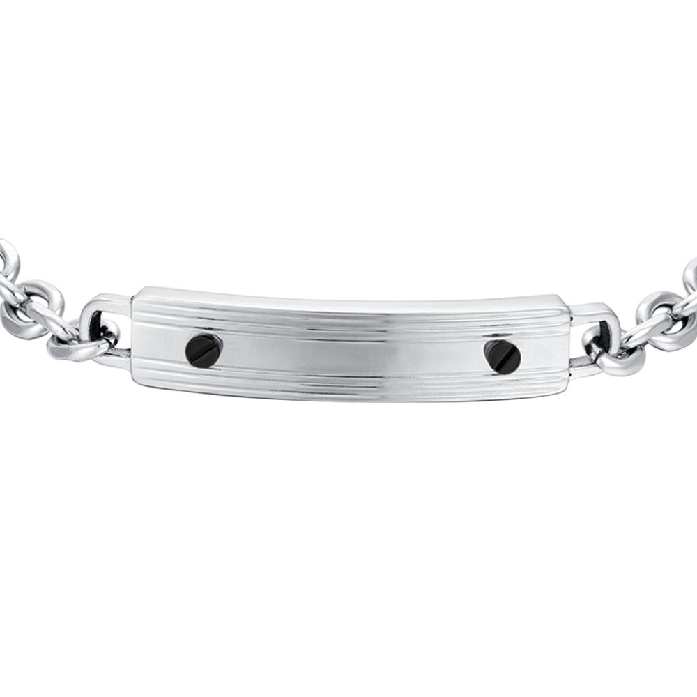 STEEL MEN'S BRACELET WITH BLACK ELEMENTS