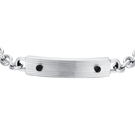 STEEL MEN'S BRACELET WITH BLACK ELEMENTS