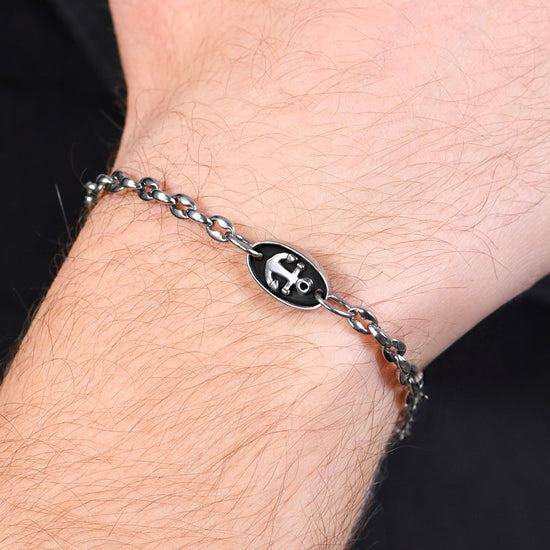 STEEL MEN'S BRACELET WITH ANCHOR