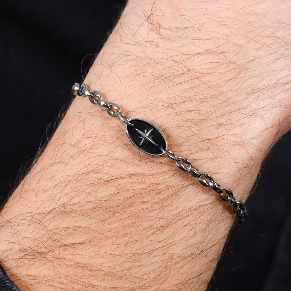 men's steel bracelet with wind rose Luca Barra